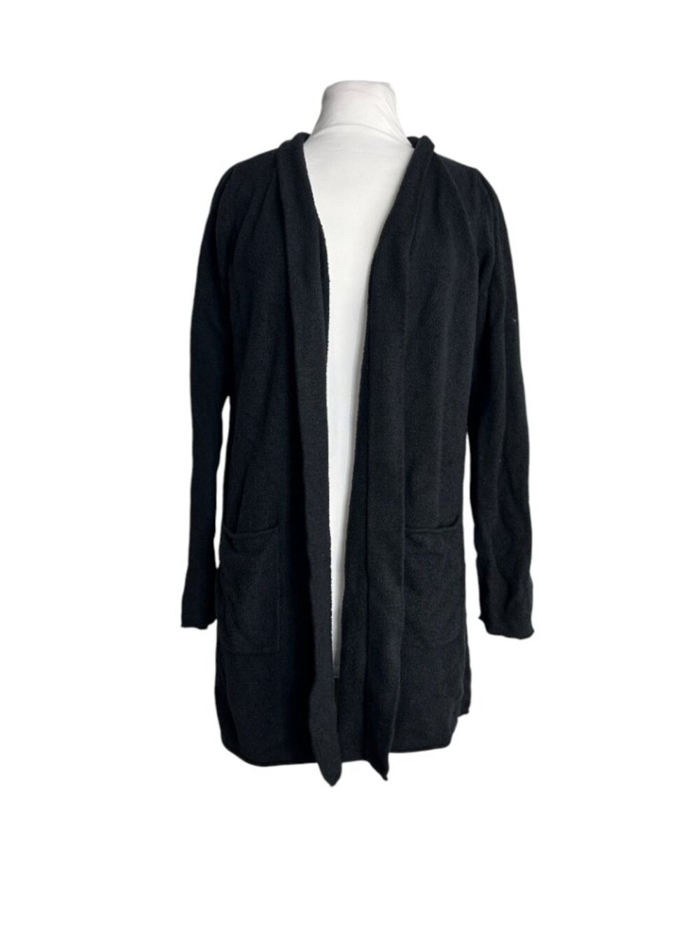 Barefoot Dreams Cozy Chic Lite Size Medium Open Front Black Cardigan Sweater